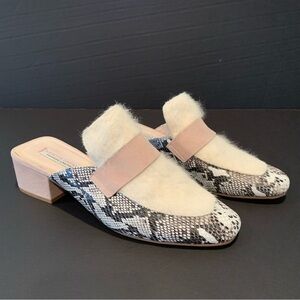 Chinese Laundry Kristin Cavallari Fearless Snakeskin faux Fur mules